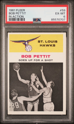 Bob Pettit 1961 Fleer In Action #59 PSA 6 Ex-Mint