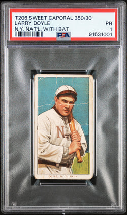 Larry Doyle with Bat 1909-11 T206 Sweet Caporal 350/30 PSA 1 Poor