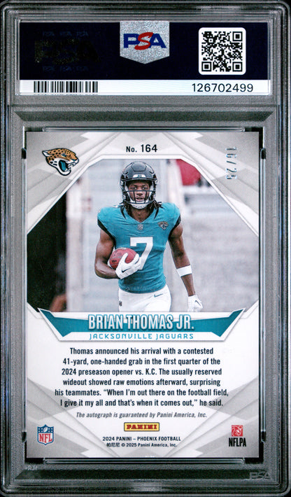 Brian Thomas Jr 2024 Panini Phoenix Green Rookie Auto #16/25 PSA 10 Gem Mint