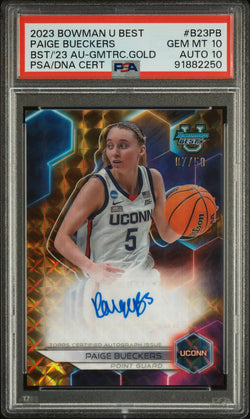 Paige Bueckers 2023 Bowman U Best Gold Auto #7/50 PSA 10 Auto 10