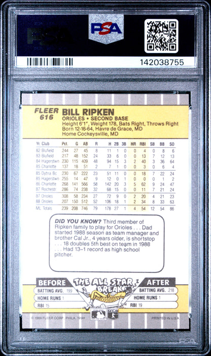 Bill Ripken 1989 Fleer #616 FF Error PSA 6 Ex-Mint 8755