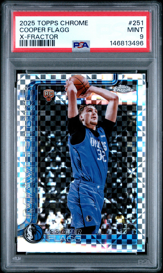 Cooper Flagg 2025 Topps Chrome X-Fractor Rookie #251 PSA 9 Mint 3496