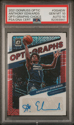 Anthony Edwards 2021 Donruss Optic Opti-Graphs Choice PSA 10 Auto 10