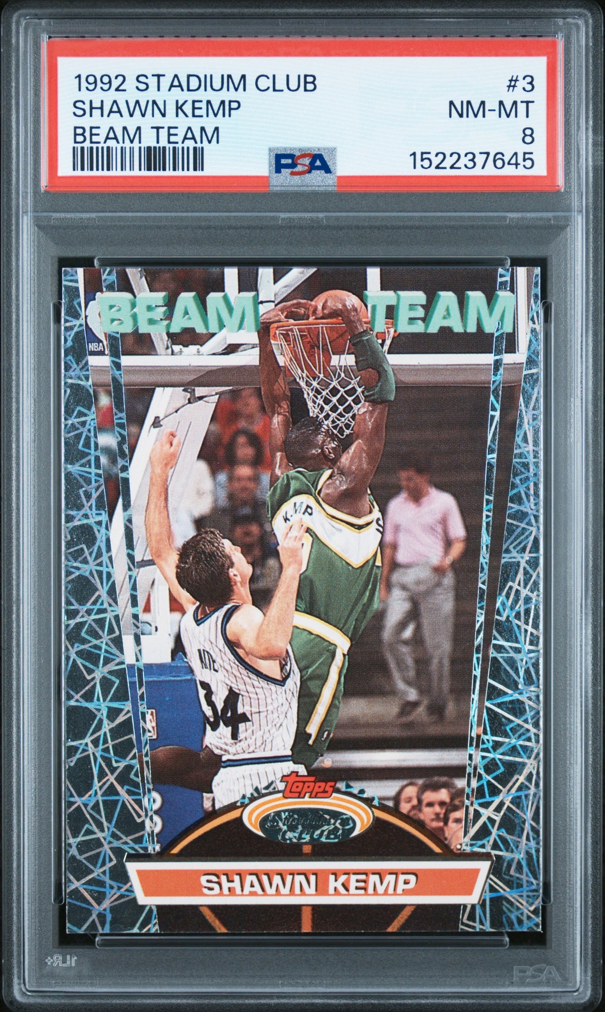 Shawn Kemp 1992 Topps Stadium Club Beam Team PSA 8 Nm-Mint