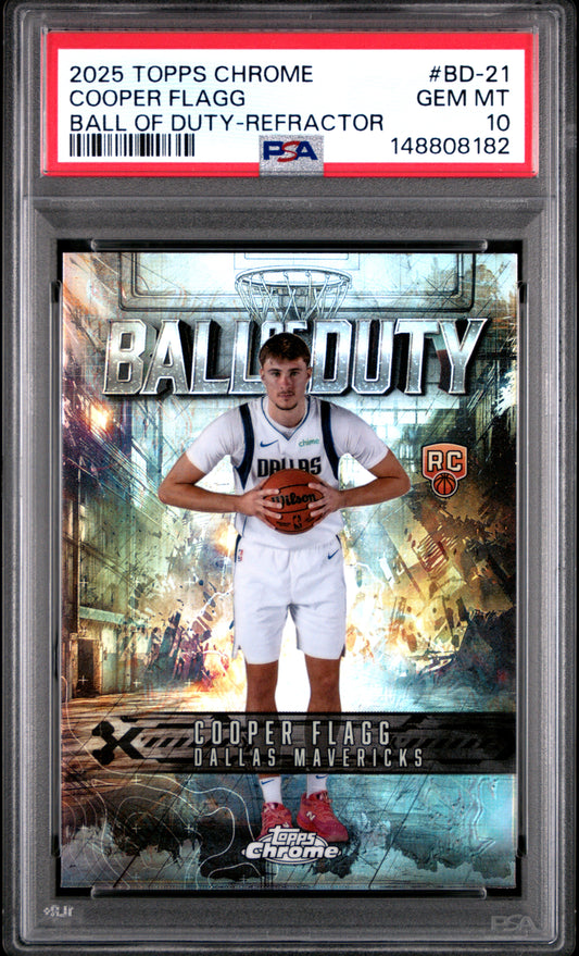 Cooper Flagg 2025 Topps Chrome Ball of Duty Refractor PSA 10 Gem Mint