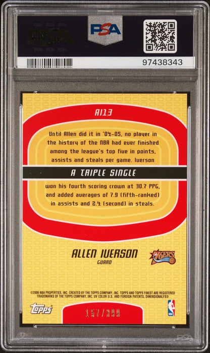 Allen Iverson 2005 Finest Boxloader #AI13 #157/399 PSA 10 Gem Mint