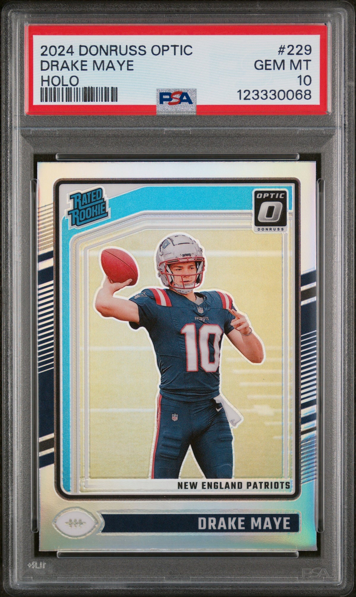 Drake Maye 2024 Donruss Optic Rookie #229 Holo PSA 10 Gem Mint 0068