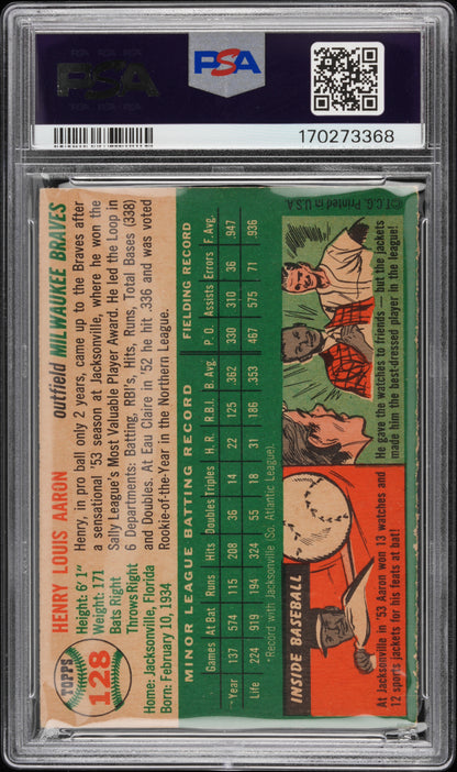 Hank Aaron 1954 Topps #128 PSA 4 Vg-Ex 3368