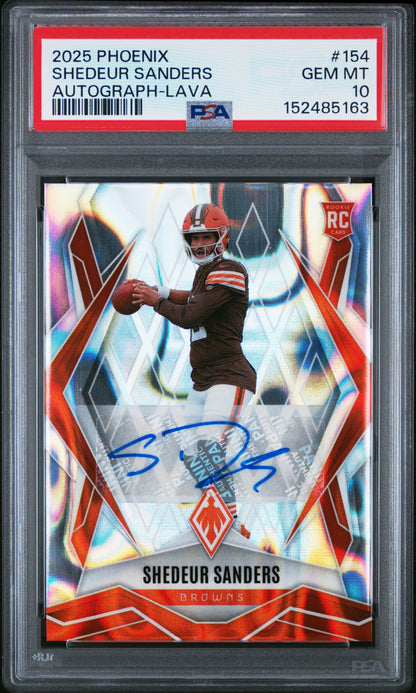 Shedeur Sanders 2025 Panini Phoenix Rookie Lava Auto PSA 10 Gem Mint