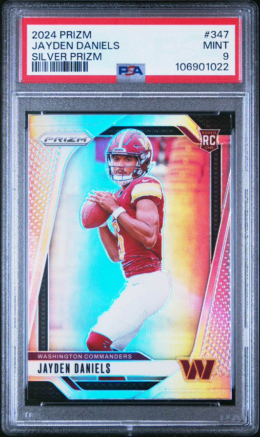 Jayden Daniels 2024 Panini Prizm Silver #347 PSA 9 Mint