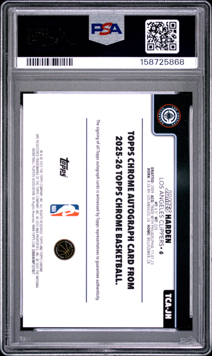 James Harden 2025 Topps Chrome Orange Auto #20/25 PSA 10 Gem Mint