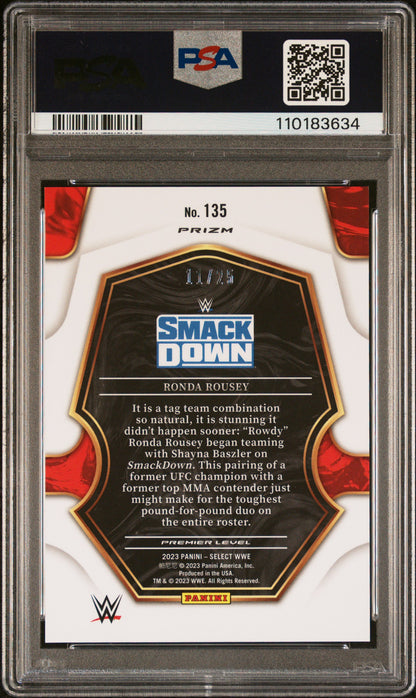 Ronda Rousey 2023 Panini Select WWE #135 Tie-Dye Prizm #11/25 PSA 10 Gem Mint