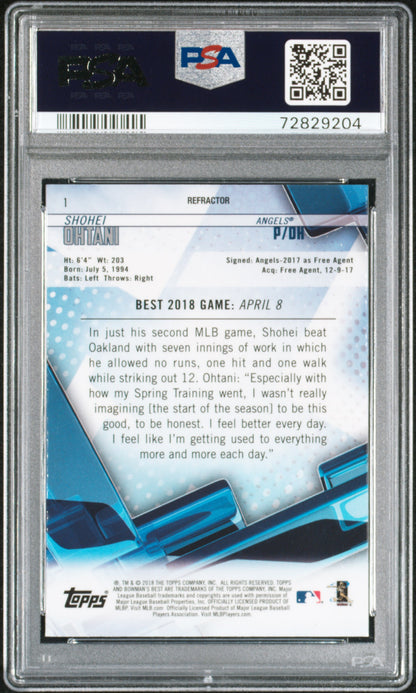 Shohei Ohtani 2018 Bowmans Best Refractor Rookie #1 PSA 10 Gem Mint
