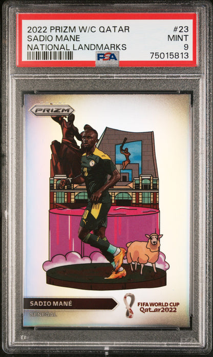 Sadio Mane 2022 Prizm World Cup Qatar National Landmarks PSA 9 Mint
