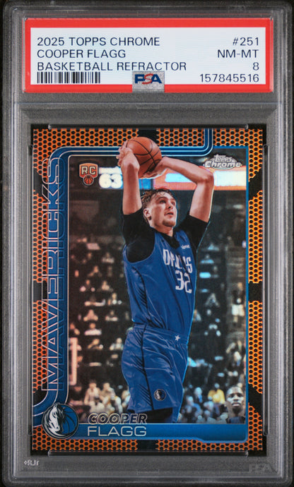 Cooper Flagg 2025 Topps Chrome Basketball #251 Basketball Refractor PSA 8 Nm-Mint