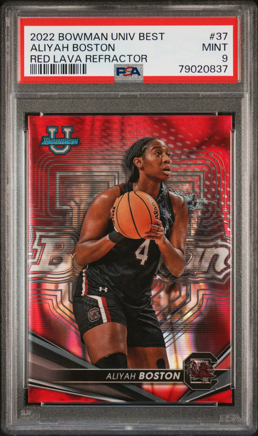 Aliyah Boston 2022 Bowman Best University Red Lava Refractor #1/5 PSA 9 Mint