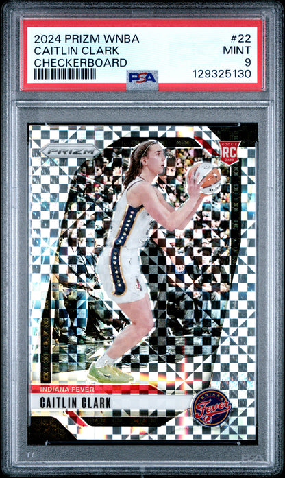 Caitlin Clark 2024 Panini Prizm WNBA #22 Checkerboard PSA 9 Mint