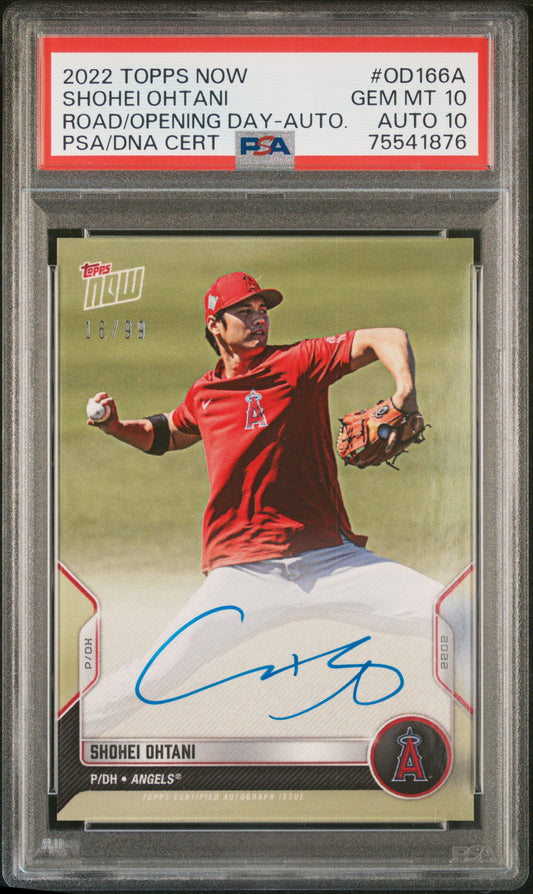 Shohei Ohtani 2022 Topps Now Road to Opening Day Auto #16/99 PSA 10 Auto 10