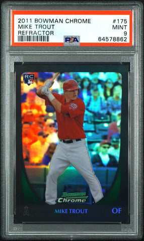 Mike Trout 2011 BOwman Chrome #175 Rookie Refractor PSA 9 Mint 8862