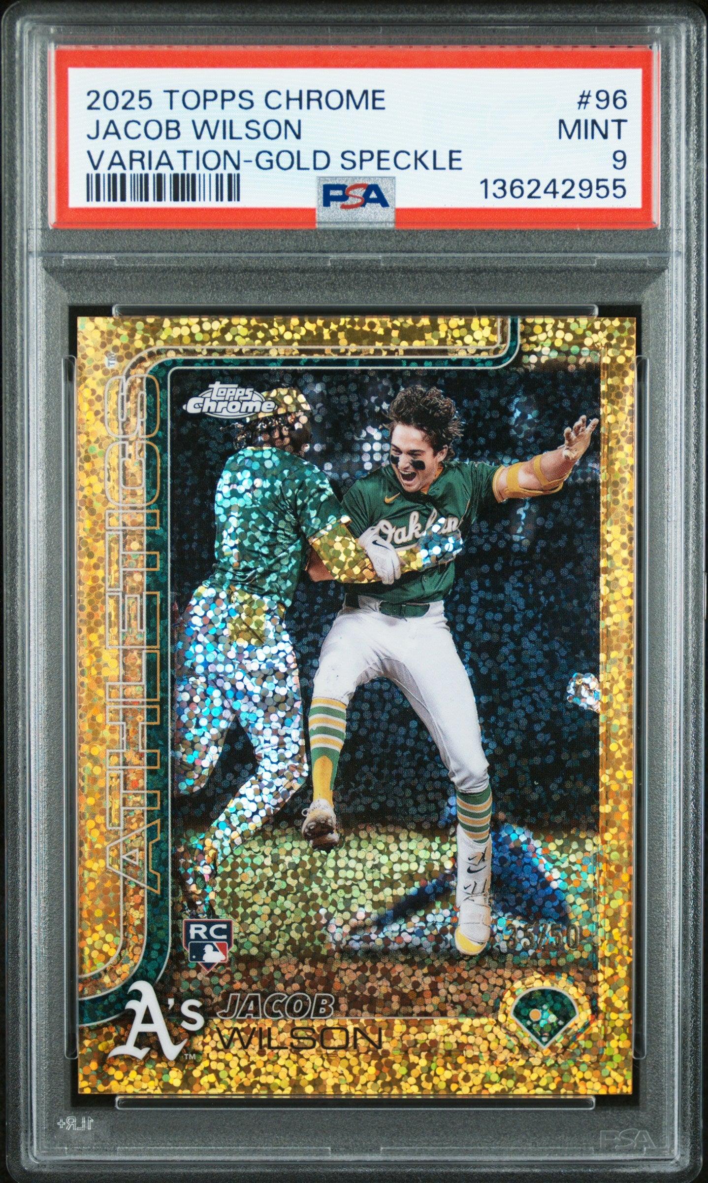 Jacob Wilson 2025 Topps Chrome #98 Gold Speckle Variation PSA 9 Mint