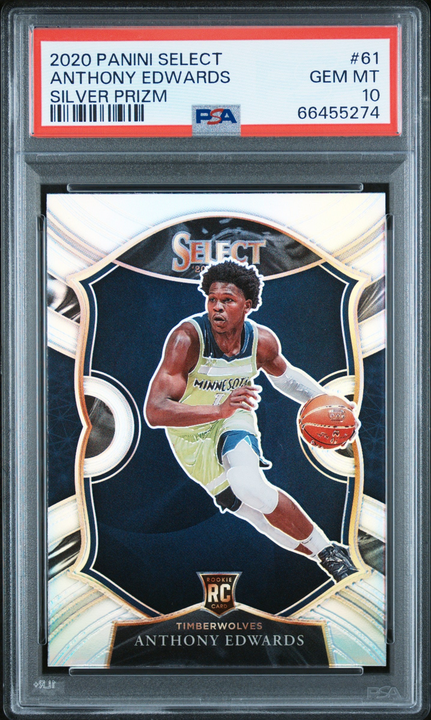 Anthony Edwards 2020 Panini Select Rookie #61 Silver PRizm PSA 10 Gem Mint 5274