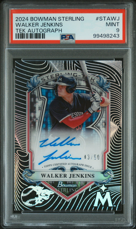 Walker Jenkins 2024 Bowman Sterling Tek Auto #43/50 PSA 9 Mint