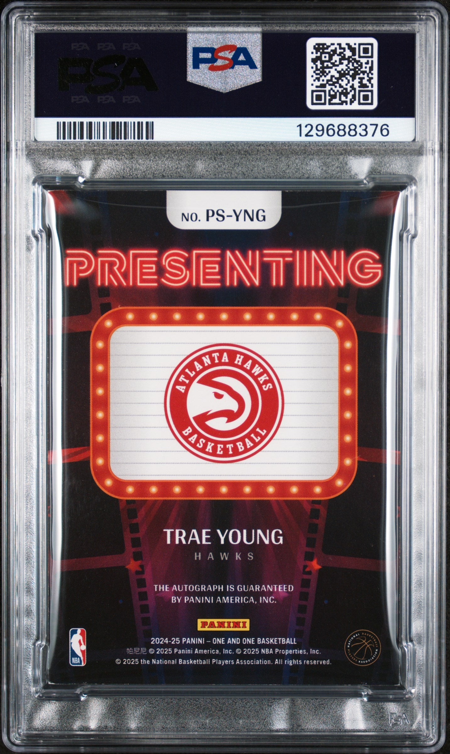 Trae Young 2024 Panini One and One Presenting Autograph Red #10/25 PSA 6 Ex-Mint