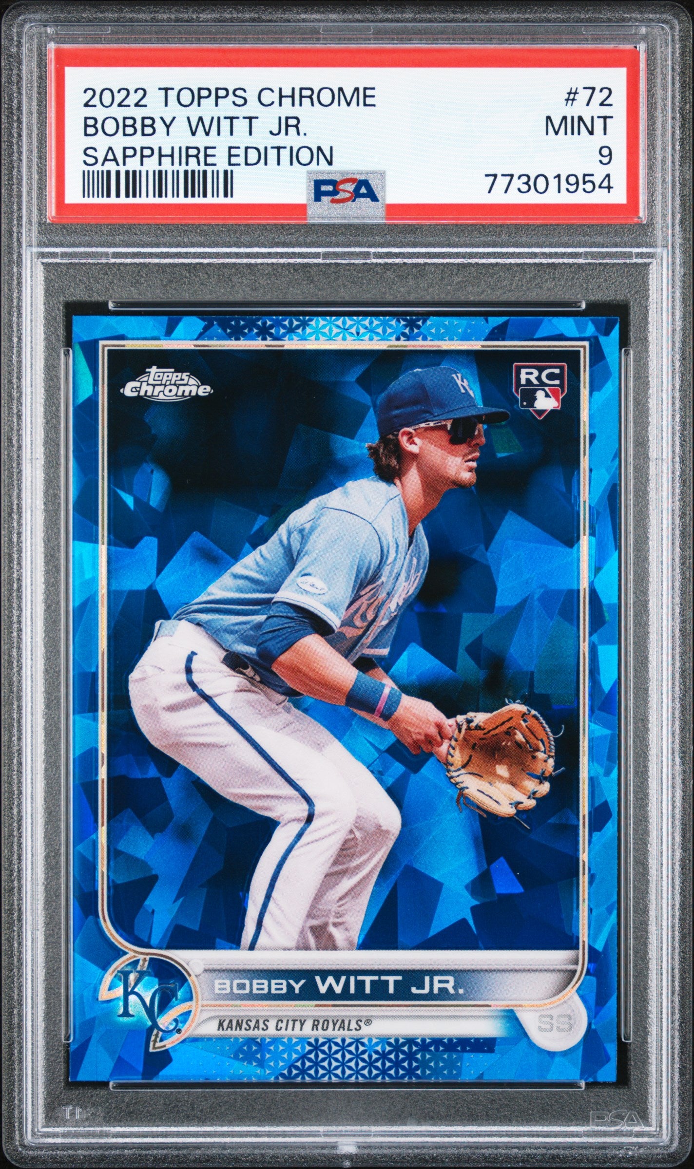 Bobby Witt Jr. 2022 Topps Chrome Sapphire RC #72 PSA 9 Mint