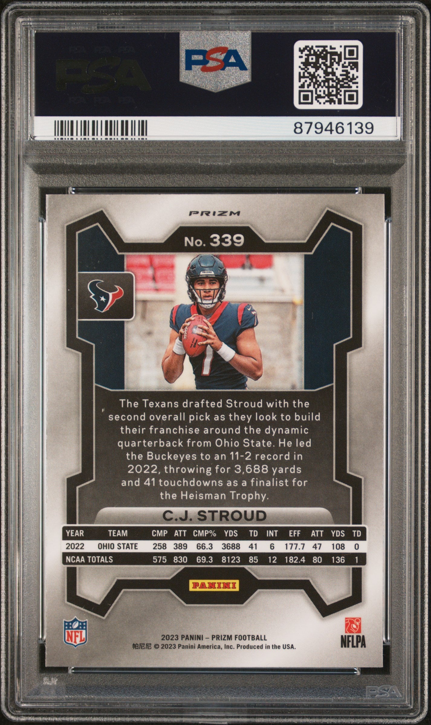 C.J. Stroud 2023 Panini Prizm Red Prizm PSA 9 Mint