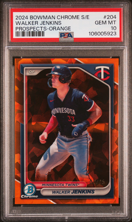 Walker Jenkins 2023 Bowman Chrome Sapphire Orange #2/25 PSA 10 Gem Mint