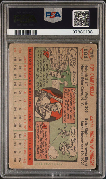 Roy Campanella 1956 Topps #101 Grey Back PSA 3 Very Good
