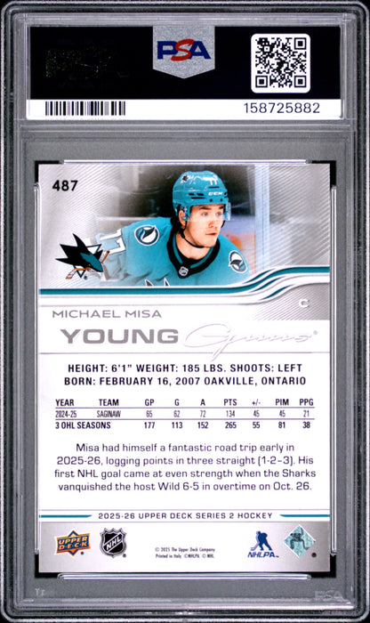 Michael Misa 2025 Upper Deck Rookie #487 PSA 9 Mint
