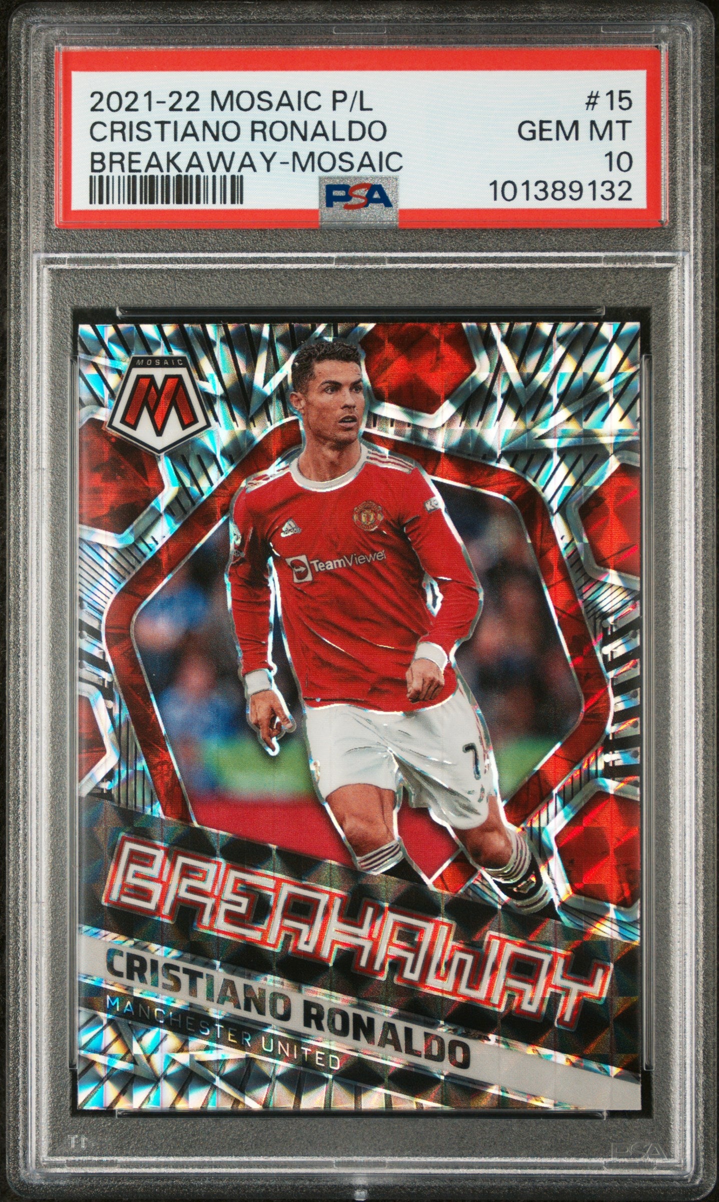 Cristiano Ronaldo 2021 Mosaic Breakaway Mosaic PSA 10 Gem Mint