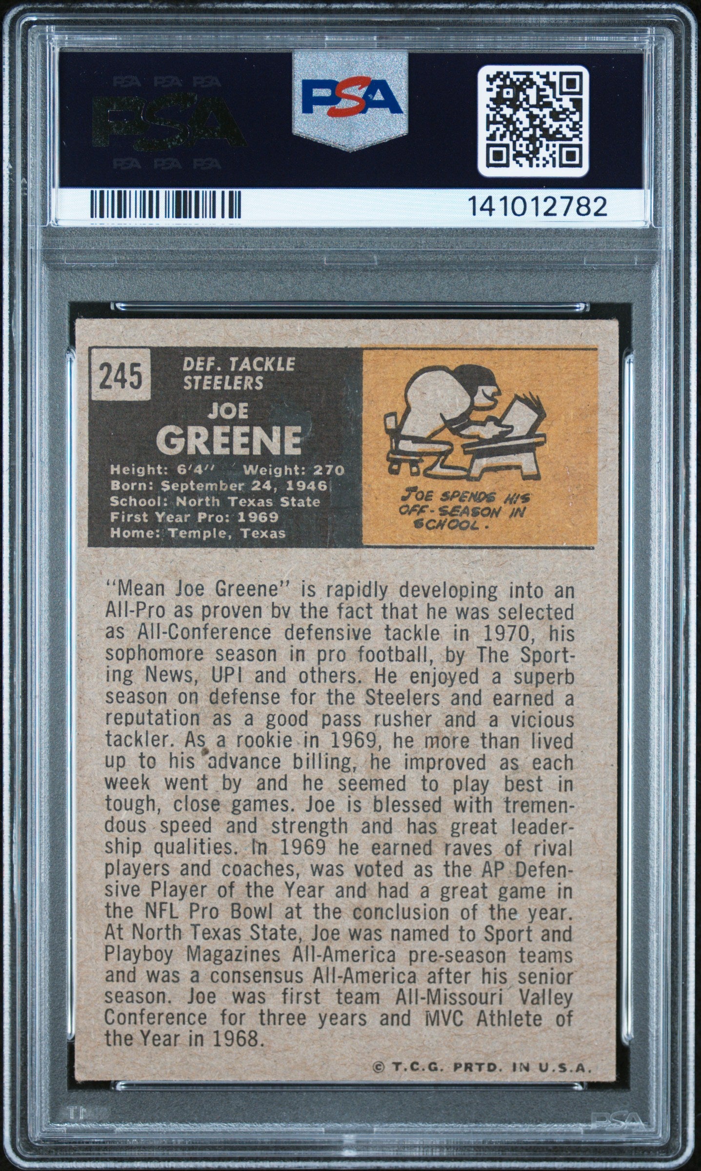 Joe Greene 1971 Topps Rookie #245 PSA Authentic 2782