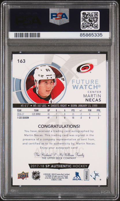 Martin Necas 2017 SP Authentic Auto 263/999 PSA 10 Auto 10