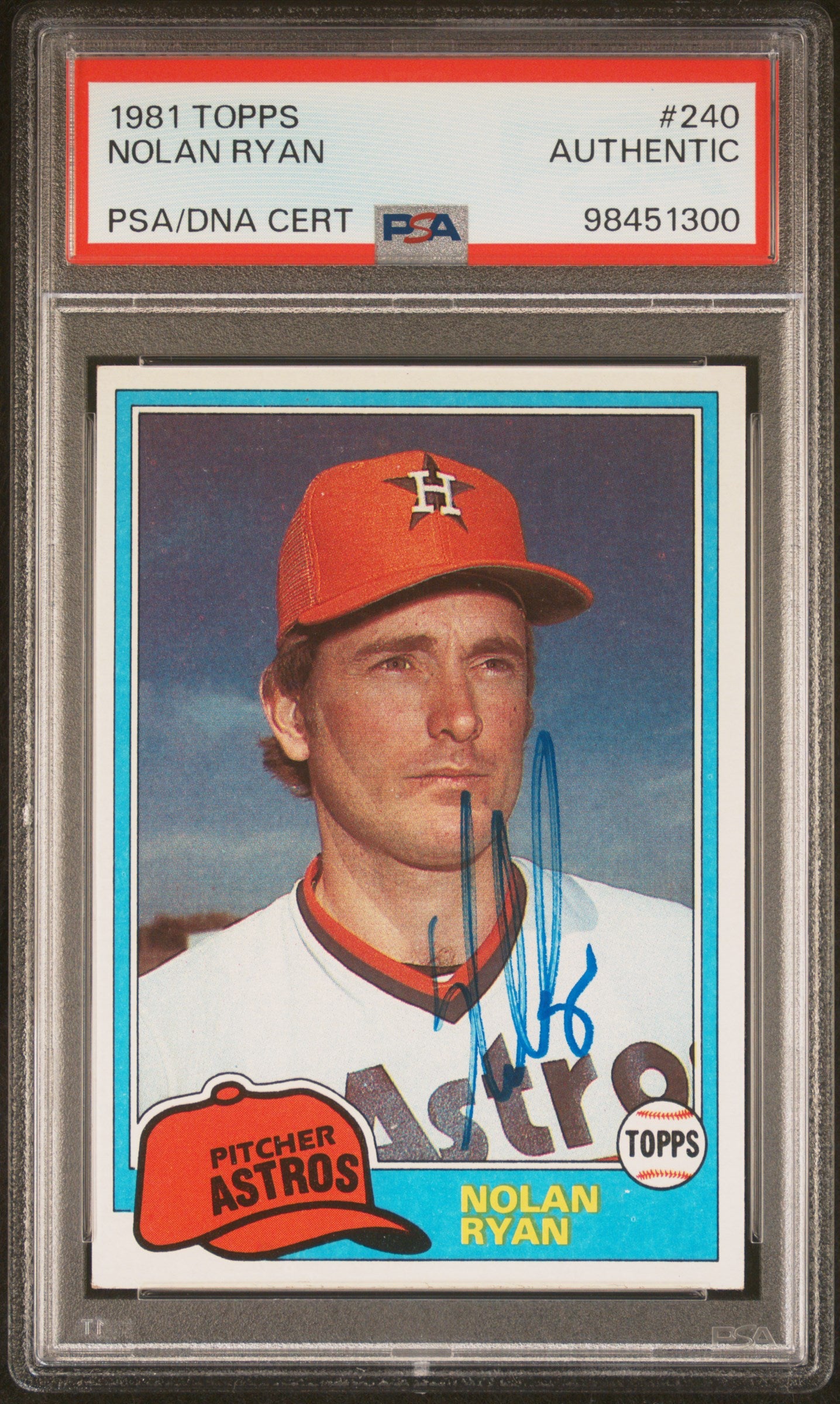 Nolan Ryan 1981 Topps #240 Autograph PSA Auth