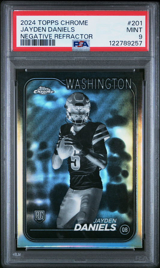 Jayden Daniels 2024 Topps Chrome Rookie #201 Negative Refractor PSA 9 Mint
