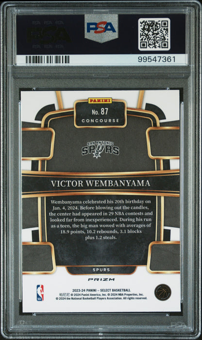 Victor Wembanyama 2023 Panini Select Rookie #87 Orange Flash PSA 10 Gem Mint