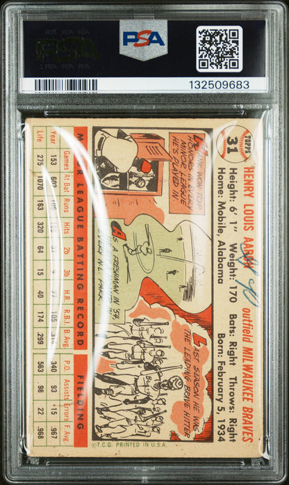 Hank Aaron 1956 Topps White Back #31 PSA (MK) Good