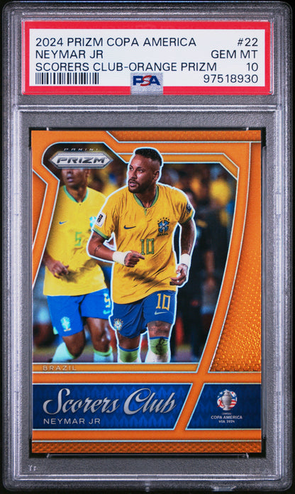Neymar Jr. 2024 Prizm Copa Scores Club Orange Prizm #17/25 PSA 10 Gem Mint