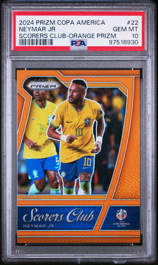Neymar Jr. 2024 Prizm Copa Scores Club Orange Prizm #17/25 PSA 10 Gem Mint