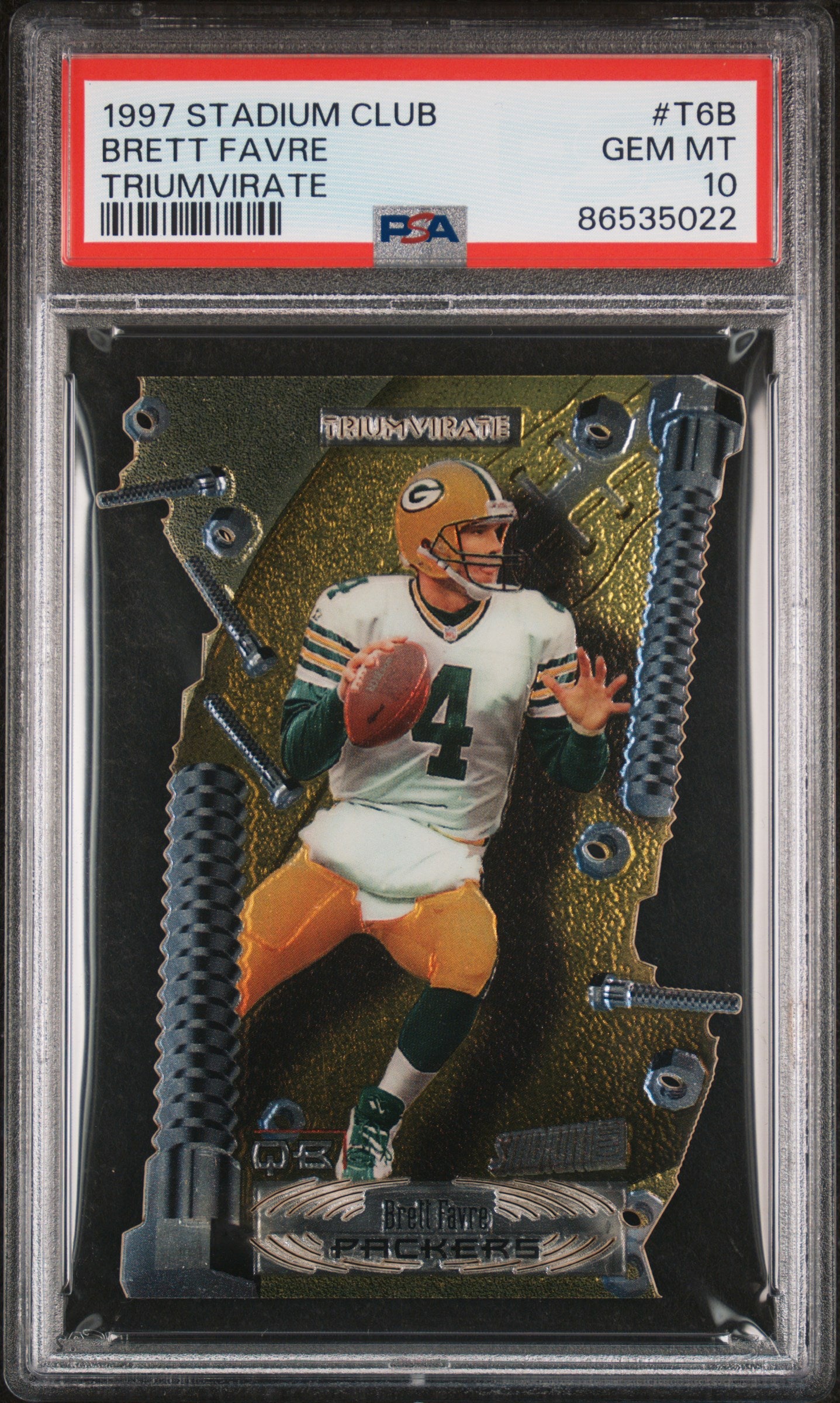 Brett Favre 1997 Topps Stadium Club Triumvirate #T6B PSA 10 Gem Mint