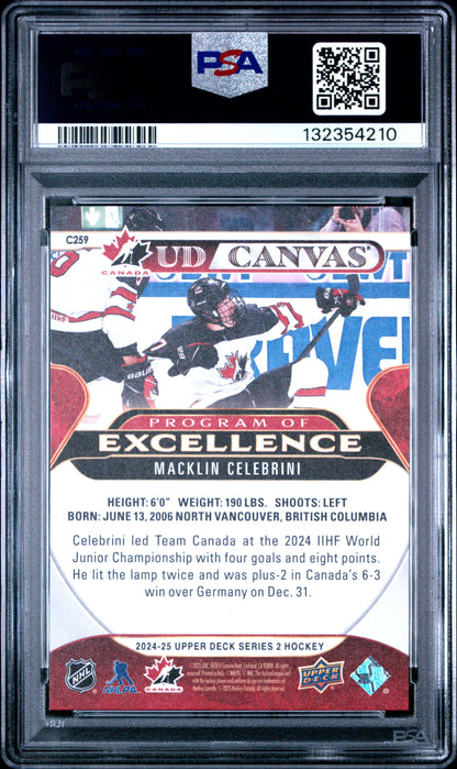 Macklin Celebrini 2024 Upper Deck Canvas #C259 PSA 10 Gem Mint