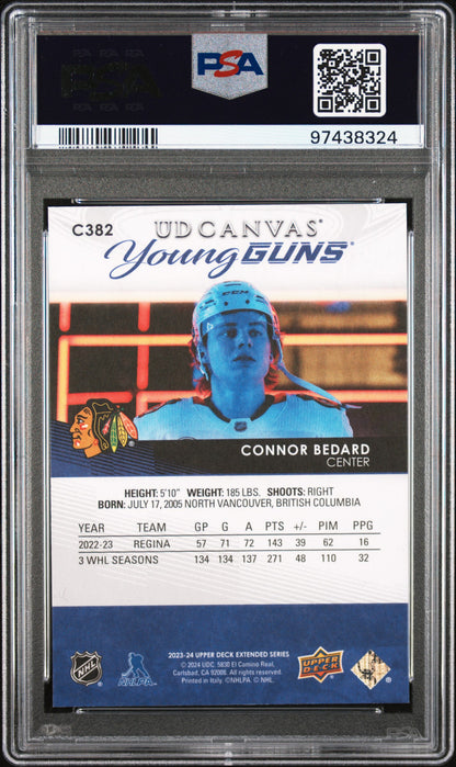 Connor Bedard 2023 Upper Deck Canvas #382 PSA 9 Mint