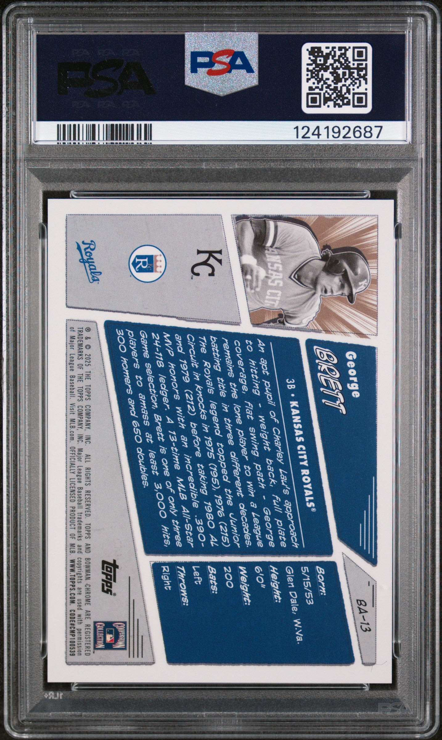 George Brett 2025 Bowman Anime #BA13 PSA 9 Mint