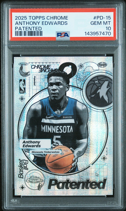 Anthony Edwards 2025 Topps Chrome Patented PSA 10 Gem Mint