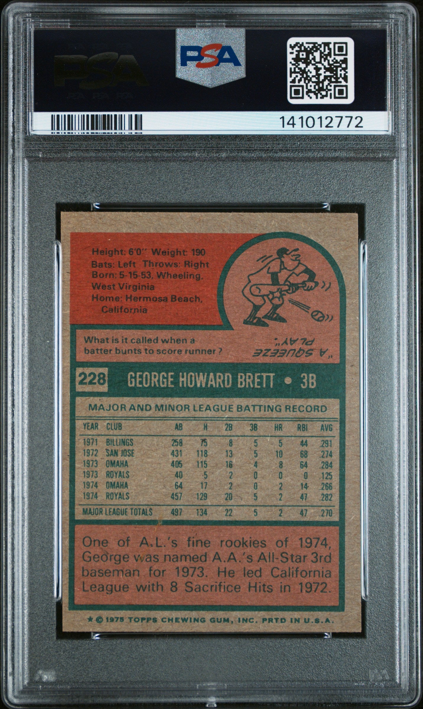 George Brett 1965 Topps Mini Rookie #228 PSA 6 Ex-Mint
