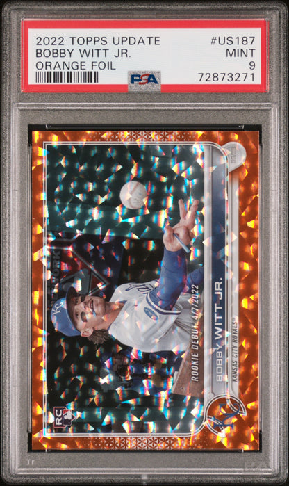 Bobby Witt Jr. 2022 Topps Update #US187 Orange Foil #73/299 PSA 9 Mint