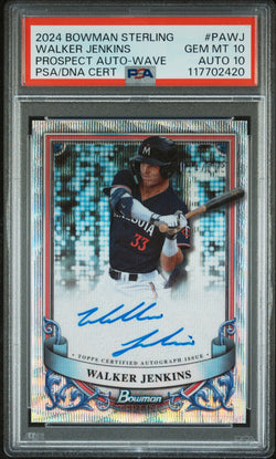 Walker Jenkins 2024 Bowman Sterling Blue Wave Auto #24/135 PSA 10 Auto 10