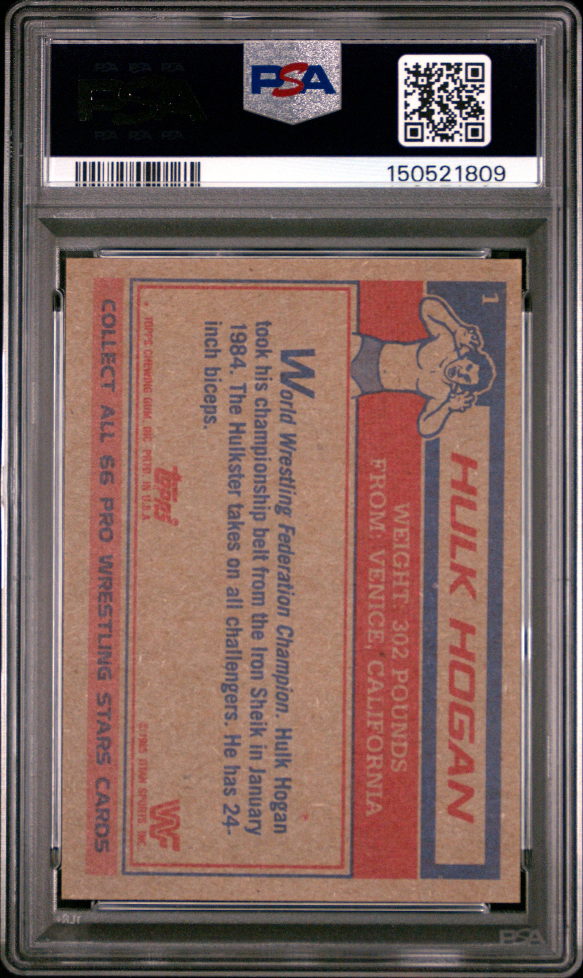 Hulk Hogan 1985 Topps WWF Rookie #1 PSA 8 Nm-Mint 1809